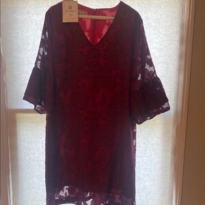 Belloccio Deep Red Lace Mini Dress